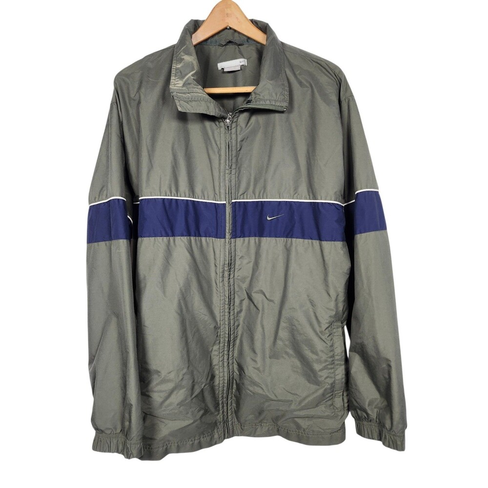 Vintage Nike Jacket Mens XL Green Blue Full Zip Track Athletic Swoosh Y2K